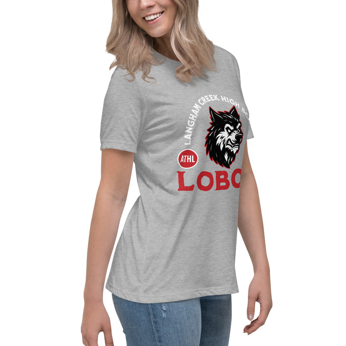 Side view of Langham Creek High School Lobos Women's Relaxed Fit T-shirt 208