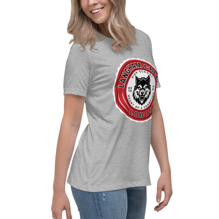Side view of Langham Creek High School Lobos Women's Relaxed Fit T-shirt 216