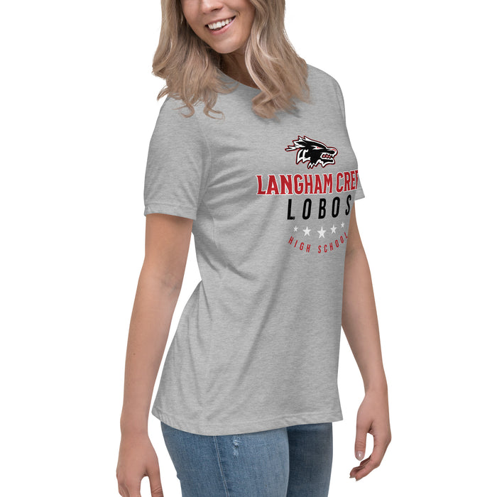 Side view of Langham Creek High School Lobos Women's Relaxed Fit T-shirt 217