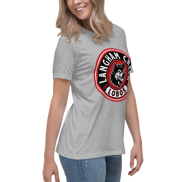 Side view of Langham Creek High School Lobos Women's Relaxed Fit T-shirt 220