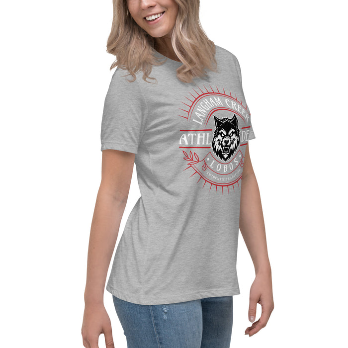 Side view of Langham Creek High School Lobos Women's Relaxed Fit T-shirt 201