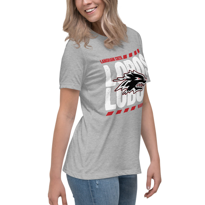 Side view of Langham Creek High School Lobos Women's Relaxed Fit T-shirt 223