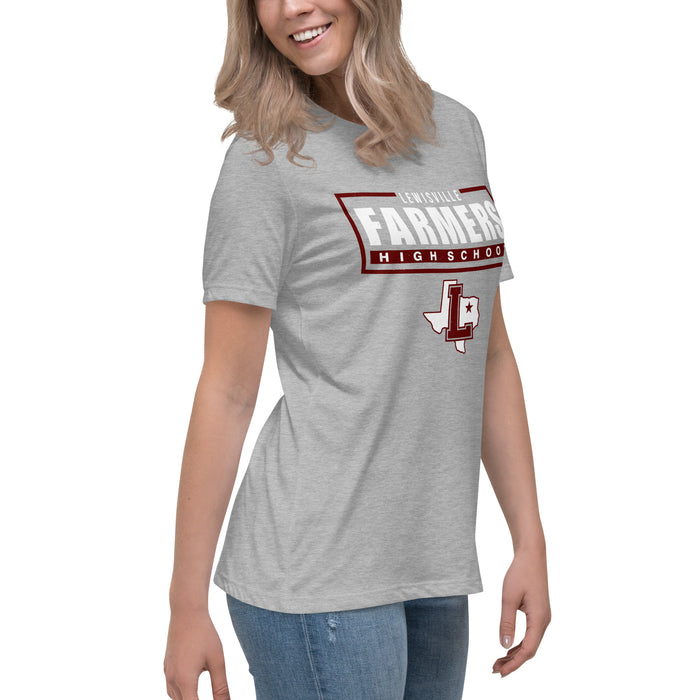 Side view of Lewisville High School Farmers Women's Relaxed Fit T-shirt 049