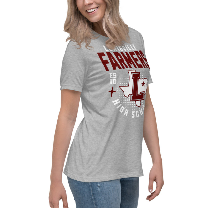 Side view of Lewisville High School Farmers Women's Relaxed Fit T-shirt 204