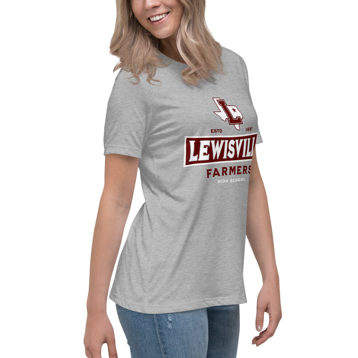Side view of Lewisville High School Farmers Women's Relaxed Fit T-shirt 202