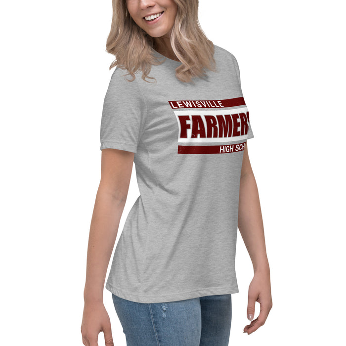 Side view of Lewisville High School Farmers Women's Relaxed Fit T-shirt 098