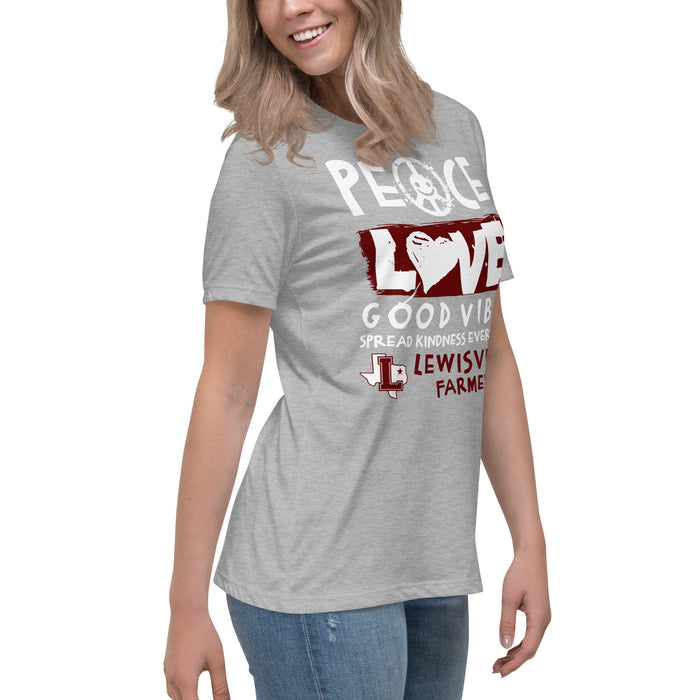 Side view of Lewisville High School Farmers Women's Relaxed Fit T-shirt 240