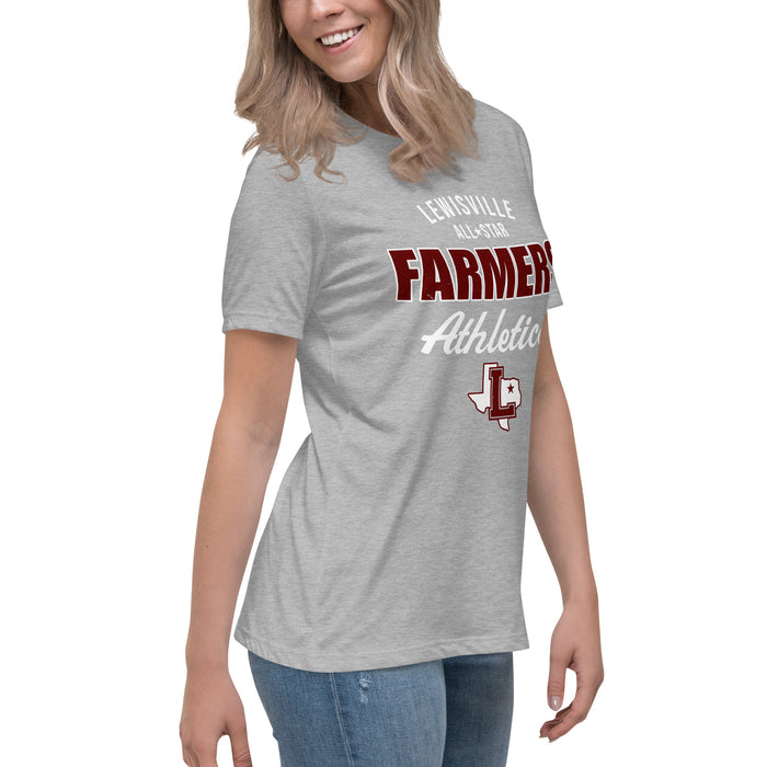 Side view of Lewisville High School Farmers Women's Relaxed Fit T-shirt 034