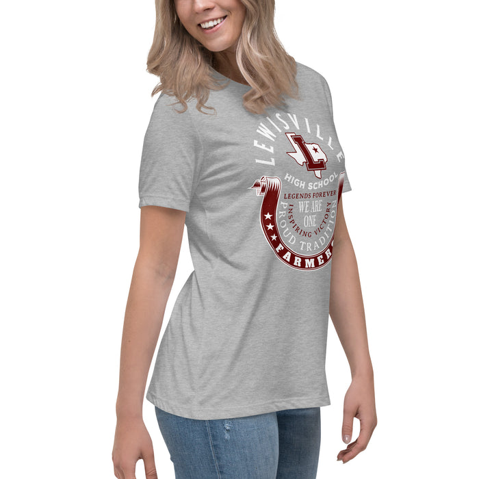 Side view of Lewisville High School Farmers Women's Relaxed Fit T-shirt 229