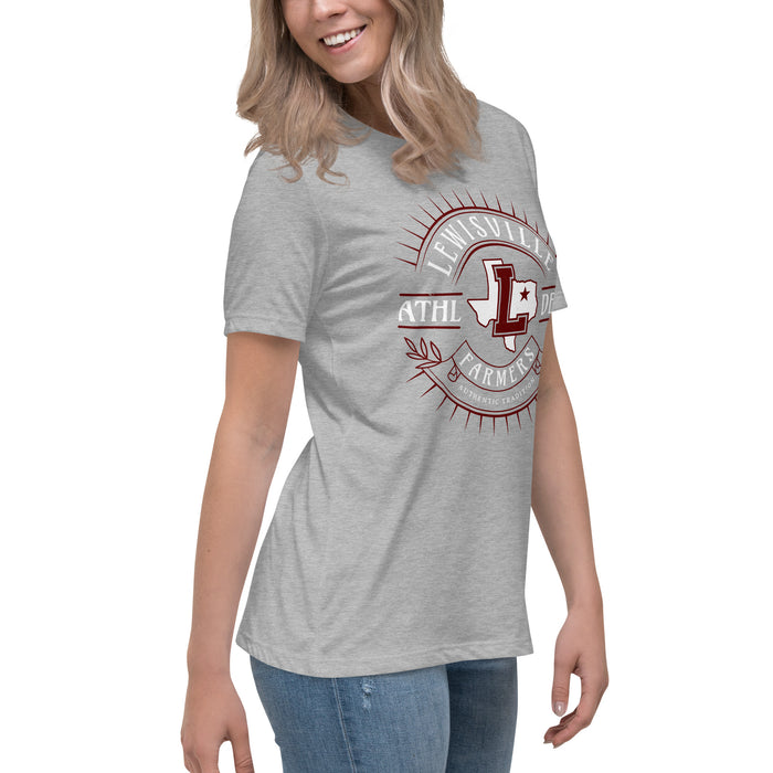 Side view of Lewisville High School Farmers Women's Relaxed Fit T-shirt 201