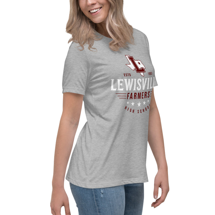 Side view of Lewisville High School Farmers Women's Relaxed Fit T-shirt 217