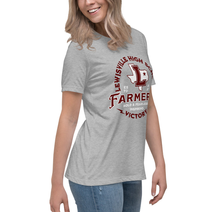 Side view of Lewisville High School Farmers Women's Relaxed Fit T-shirt 206