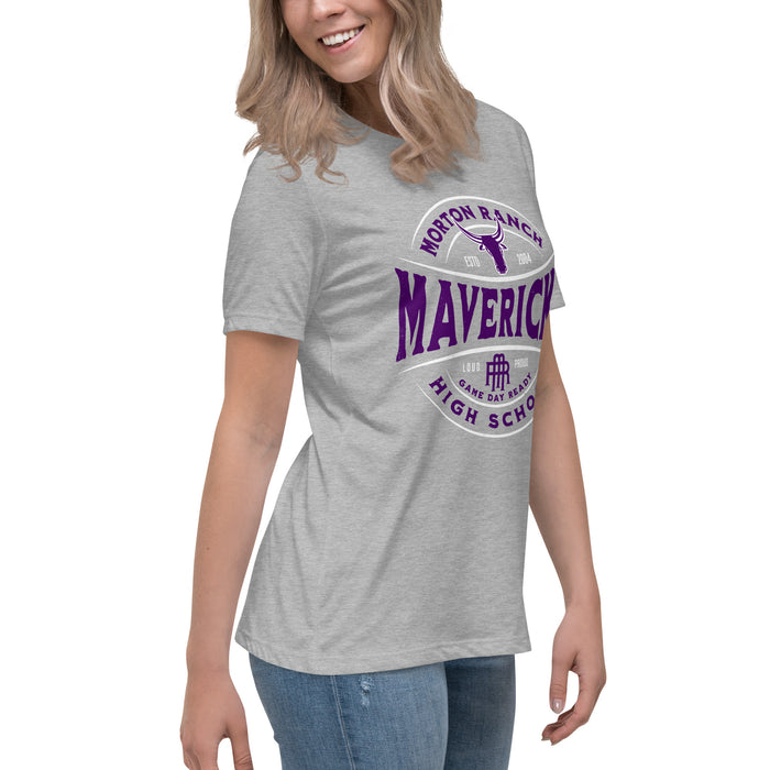 Side view of Morton Ranch High School Mavericks Women's Relaxed Fit T-shirt 218