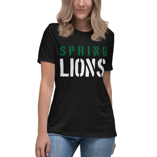 Spring High School Lions Women's Black Relaxed T-shirt 017