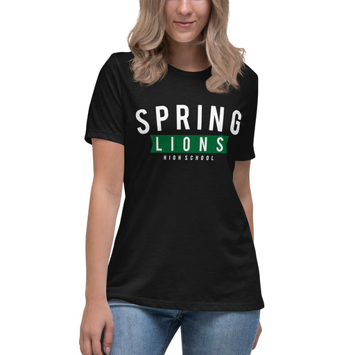 Spring High School Lions Women's Black Relaxed T-shirt 021