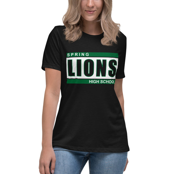 Spring High School Lions Women's Black Relaxed T-shirt 098