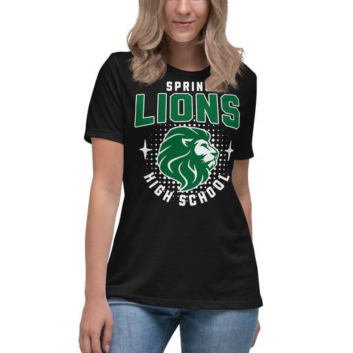 Spring High School Lions Women's Black Relaxed T-shirt 204