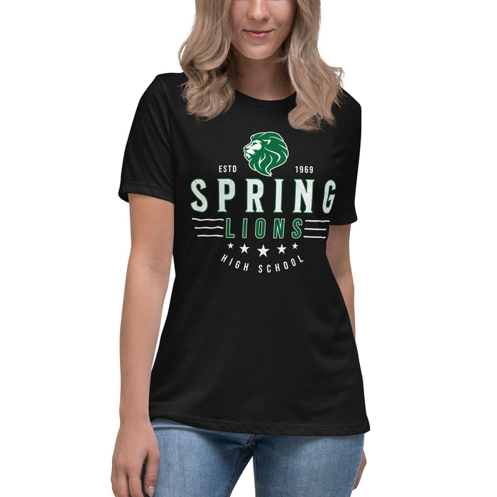 Spring High School Lions Women's Black Relaxed T-shirt 217