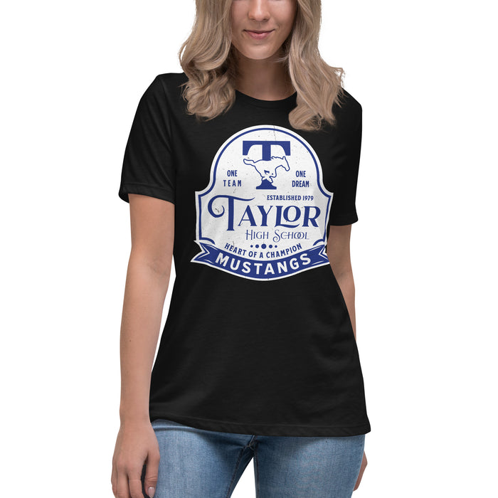 Taylor High School Mustangs Women's Black T-shirt 219