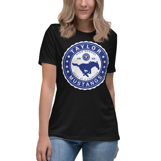 Taylor High School Mustangs Women's Black T-shirt 216