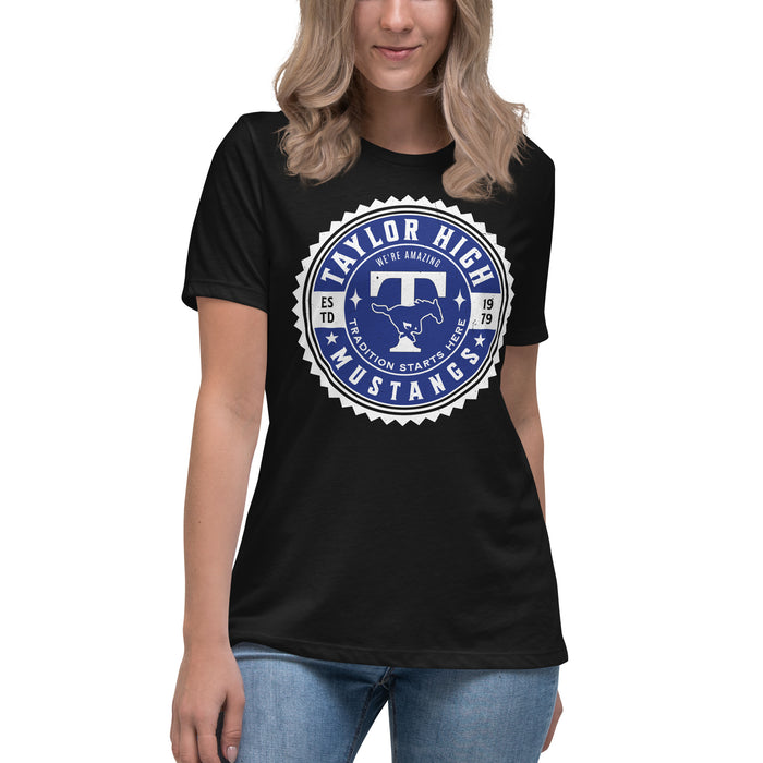 Taylor High School Mustangs Women's Black T-shirt 203