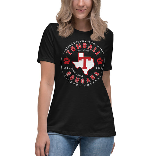 Tomball High School Cougars Women's Black T-shirt 214