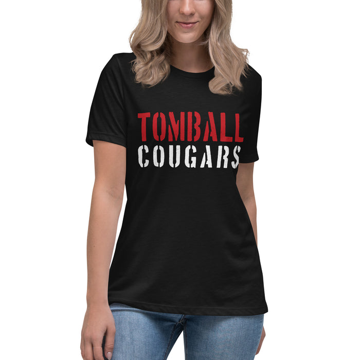 Tomball High School Cougars Women's Black T-shirt 017