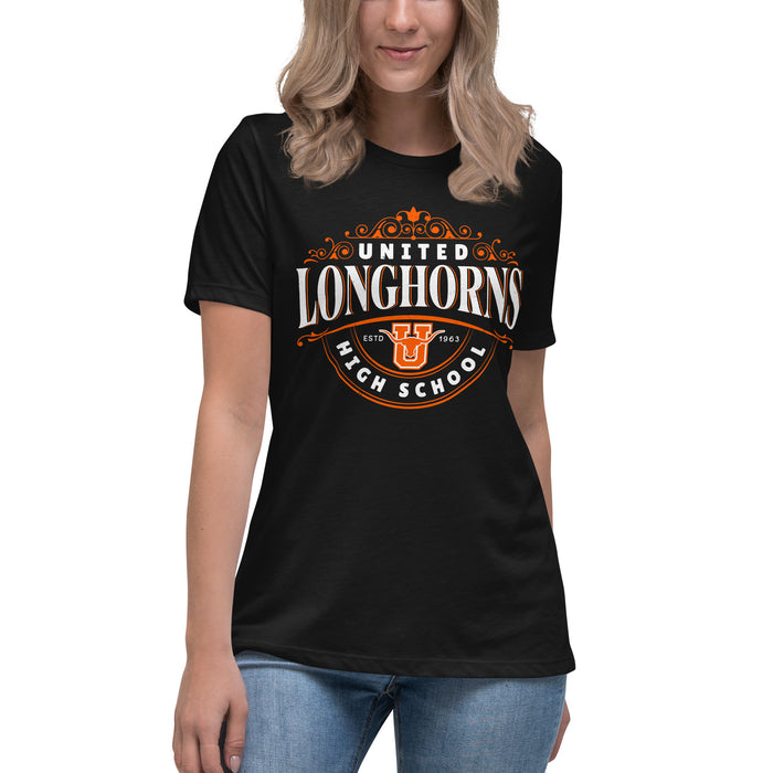 United High School Longhorns Women's Black T-shirt 211