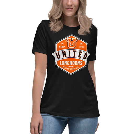 United High School Longhorns Women's Black T-shirt 209