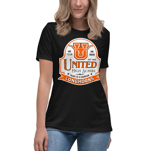 United High School Longhorns Women's Black T-shirt 219