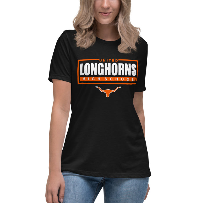 United High School Longhorns Women's Black T-shirt 049