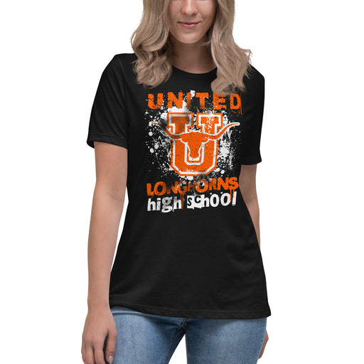 United High School Longhorns Women's Black T-shirt 205