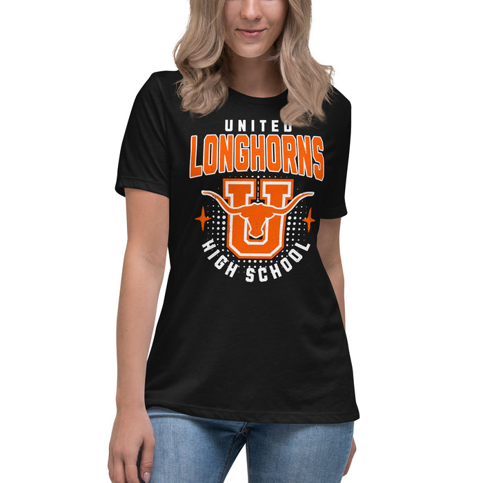 United High School Longhorns Women's Black T-shirt 204