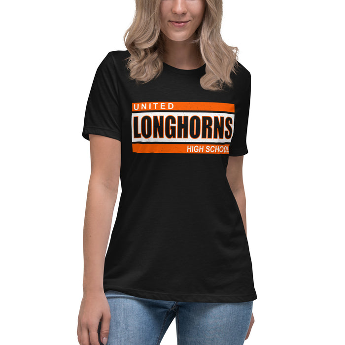 United High School Longhorns Women's Black T-shirt 098