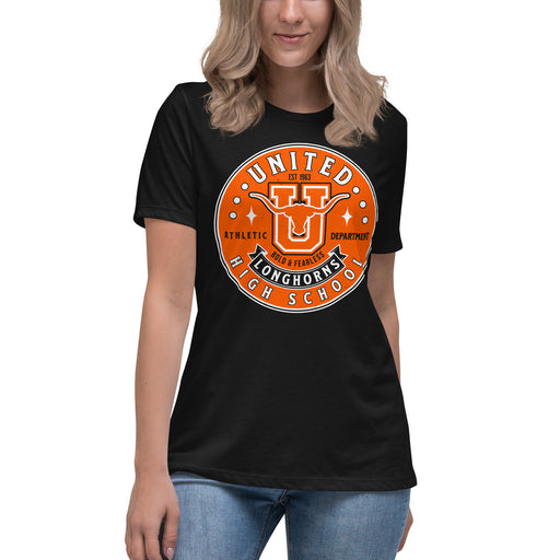 United High School Longhorns Women's Black T-shirt 215