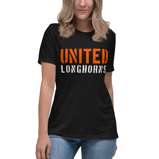 United High School Longhorns Women's Black T-shirt 017