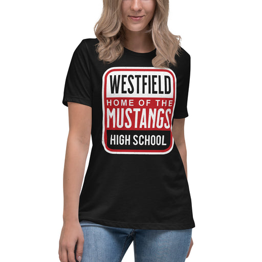 Westfield High School Mustangs Women's Black T-shirt 001