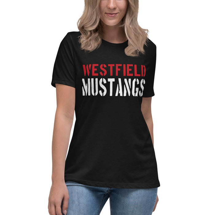 Westfield High School Mustangs Women's Black T-shirt 017