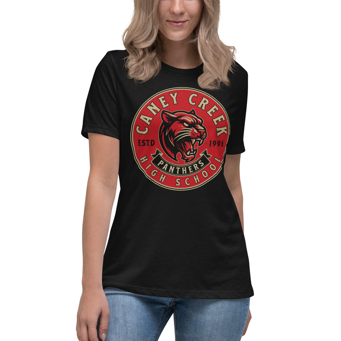 Caney Creek High School Panthers Women's Black T-shirt 215