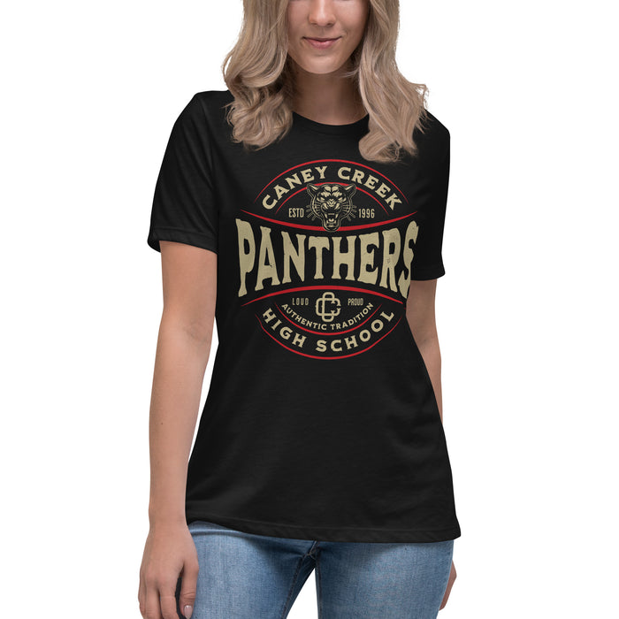 Caney Creek High School Panthers Women's Black T-shirt 218