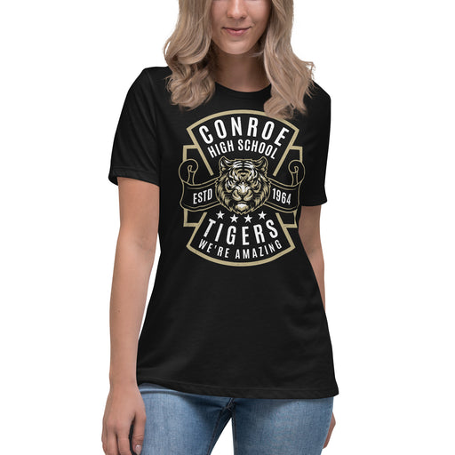 Conroe High School Tigers Women's Black T-shirt 207