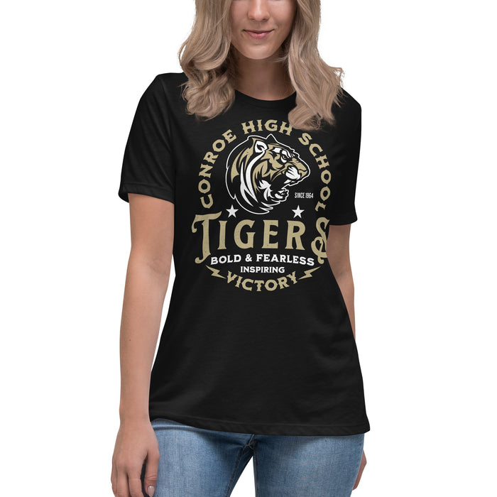 Conroe High School Tigers Women's Black T-shirt 206