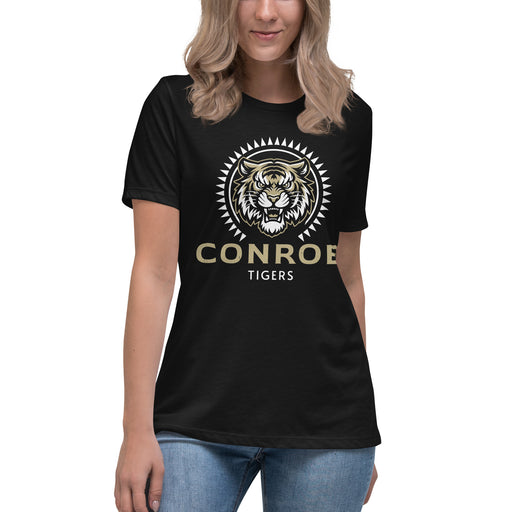 Conroe High School Tigers Women's Black T-shirt 226