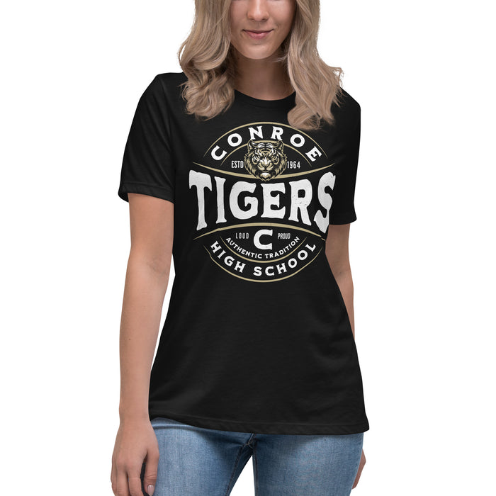 Conroe High School Tigers Women's Black T-shirt 218