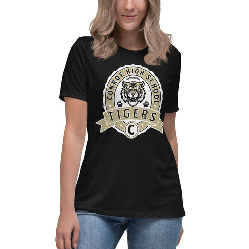 Conroe High School Tigers Women's Black T-shirt 212