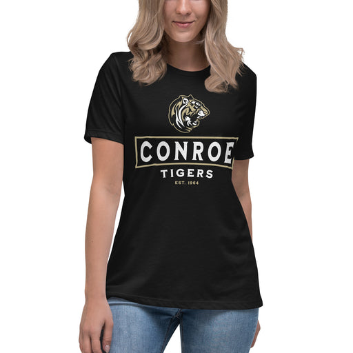 Conroe High School Tigers Women's Black T-shirt 202