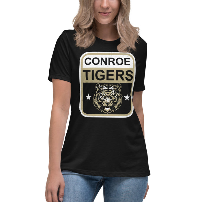 Conroe High School Tigers Women's Black T-shirt 001