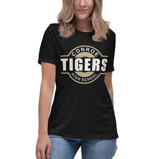 Conroe High School Tigers Women's Black T-shirt 011