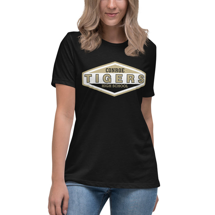 Conroe High School Tigers Women's Black T-shirt 009