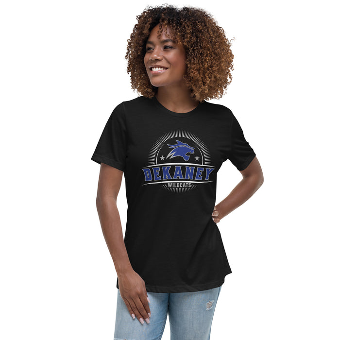 Woman wearing Dekaney High School Wildcats Women's Black T-shirt 221